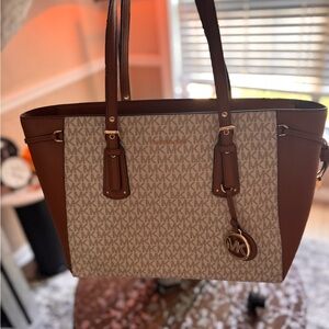Michael Kors Signature Brown and Cream Tote
